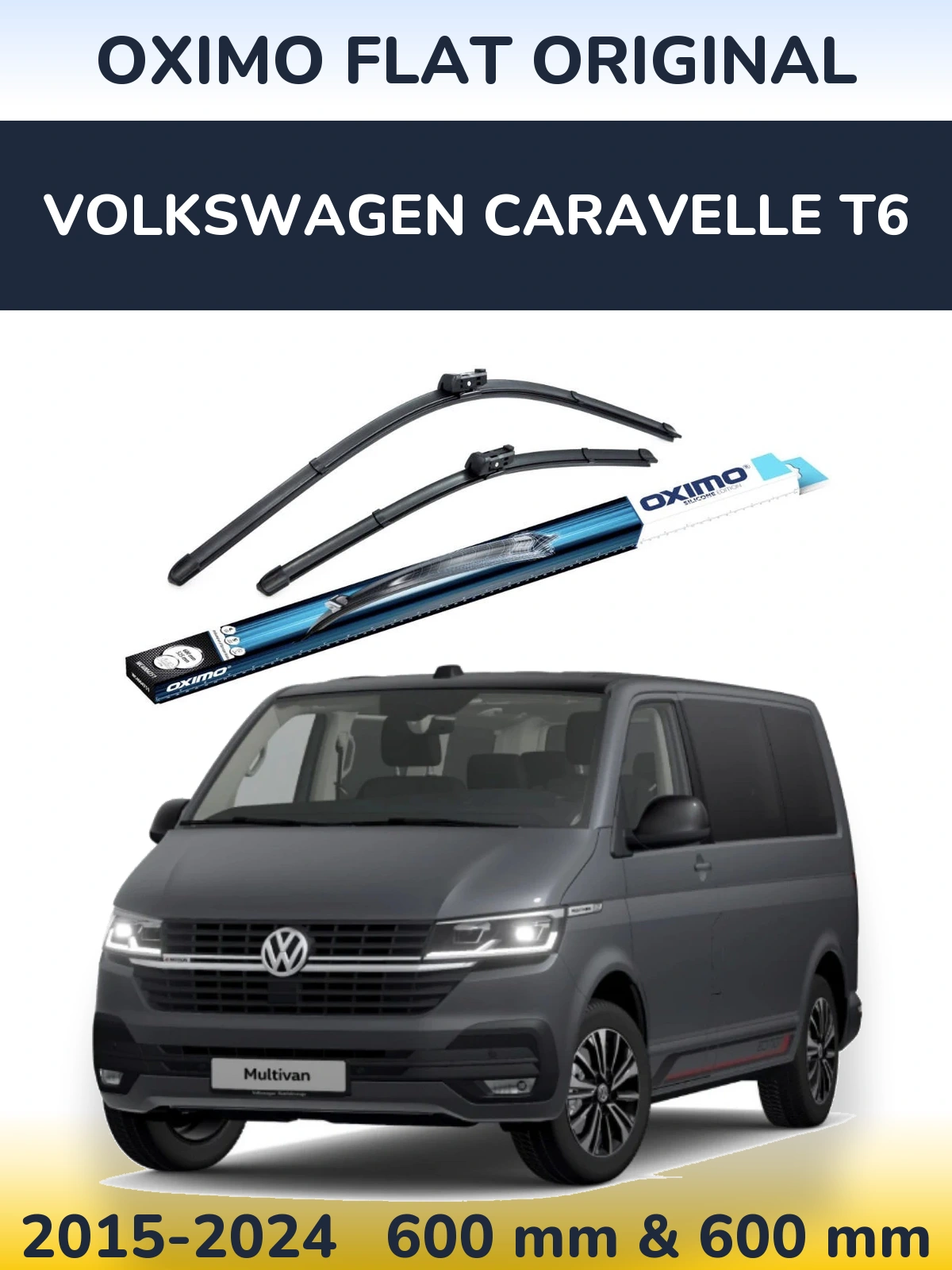 Komplet przednich wycieraczek Oximo Flat Original 600 & 600 mm do Volkswagen Caravelle T6 2015-2024
