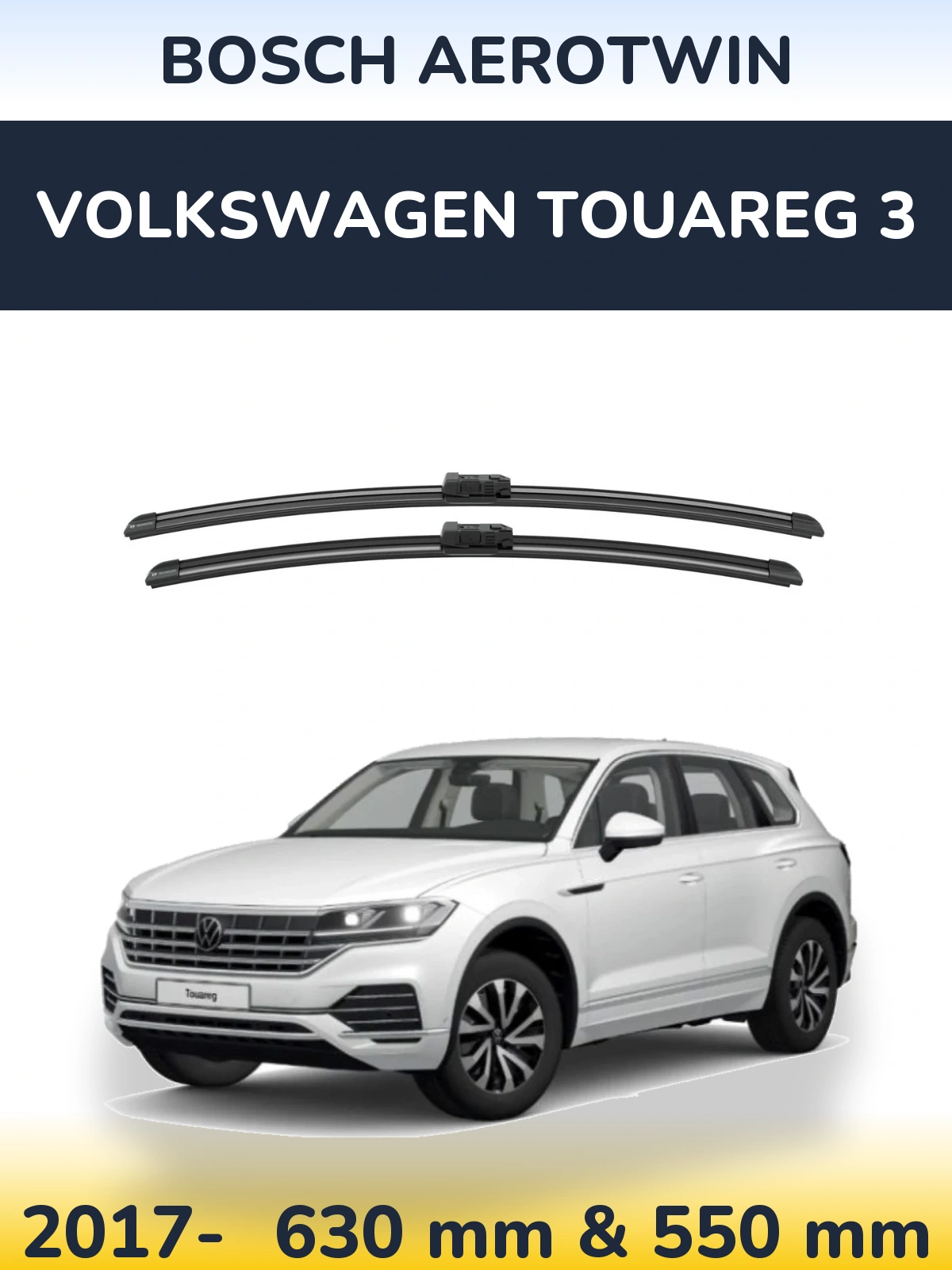 Комплект передних дворников BOSCH AeroTwin 625 & 550 мм для Volkswagen Touareg 3 2017-2026