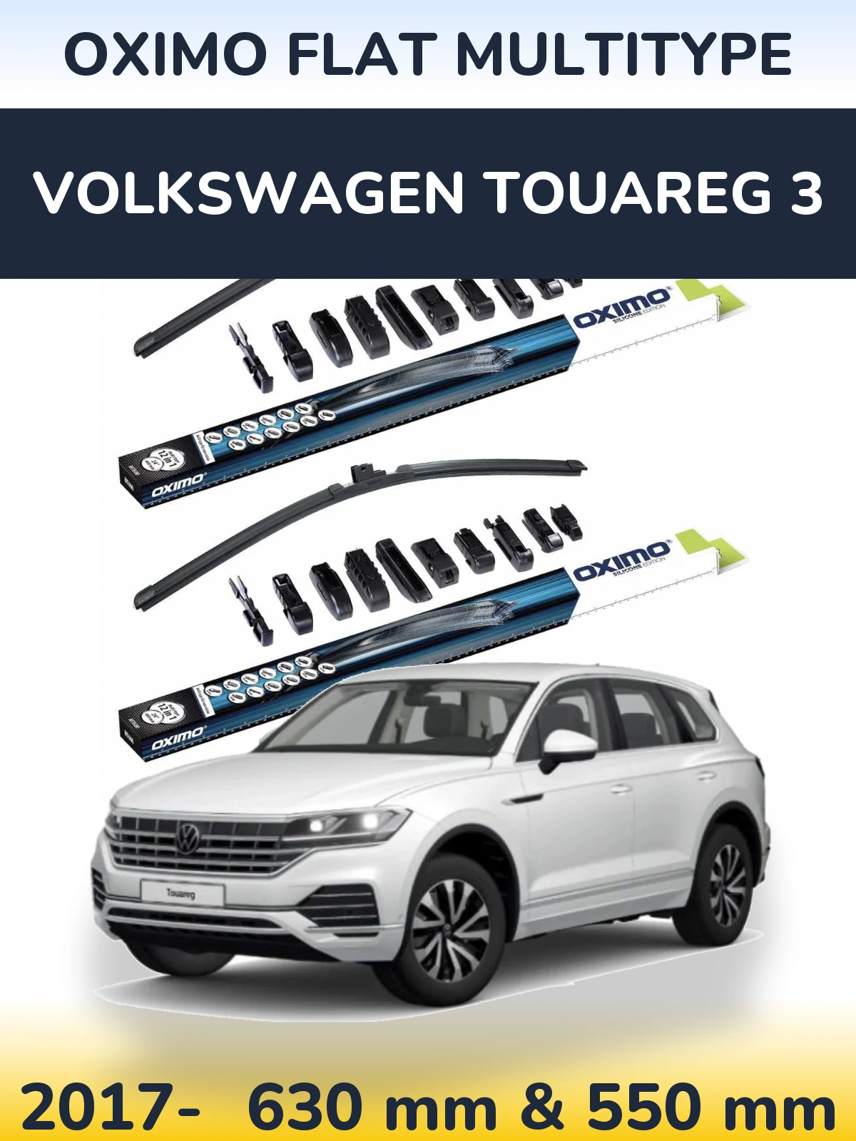 Комплект передних дворников Oximo Flat MultiТипe 600 & 550 мм для Volkswagen Touareg 3 2017-2026