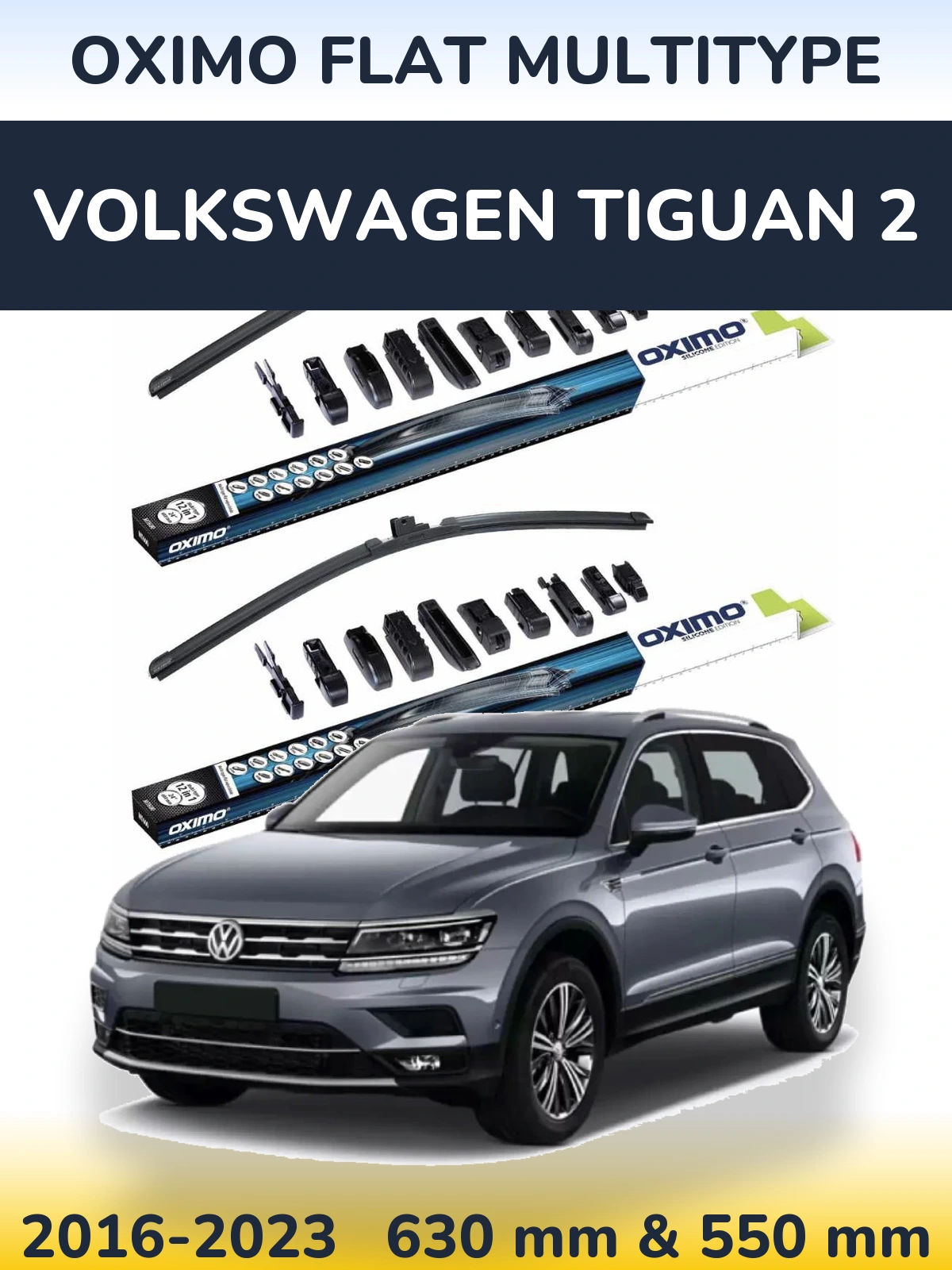 Komplet przednich wycieraczek Oximo Flat MultiType 600 & 550 mm do Volkswagen Tiguan 2 2016-2023