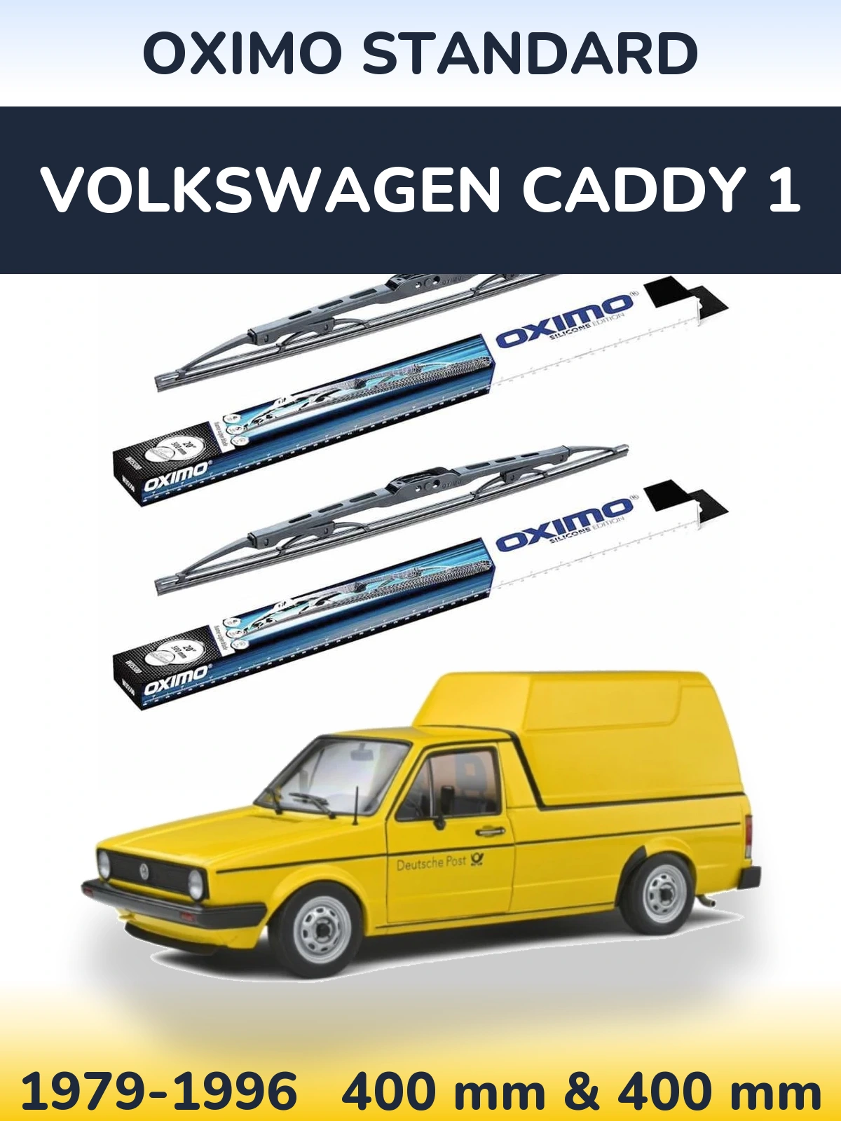 Front wiper blade set Oximo Standard 400 & 400 mm for Volkswagen Caddy 1 1979-1996