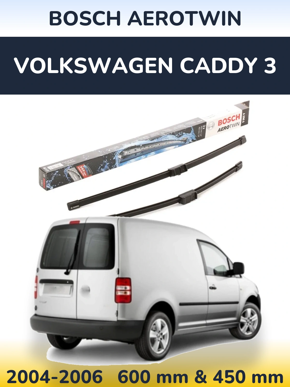 Komplet przednich wycieraczek BOSCH AeroTwin 600 & 450 mm do Volkswagen Caddy 3 2004-2006