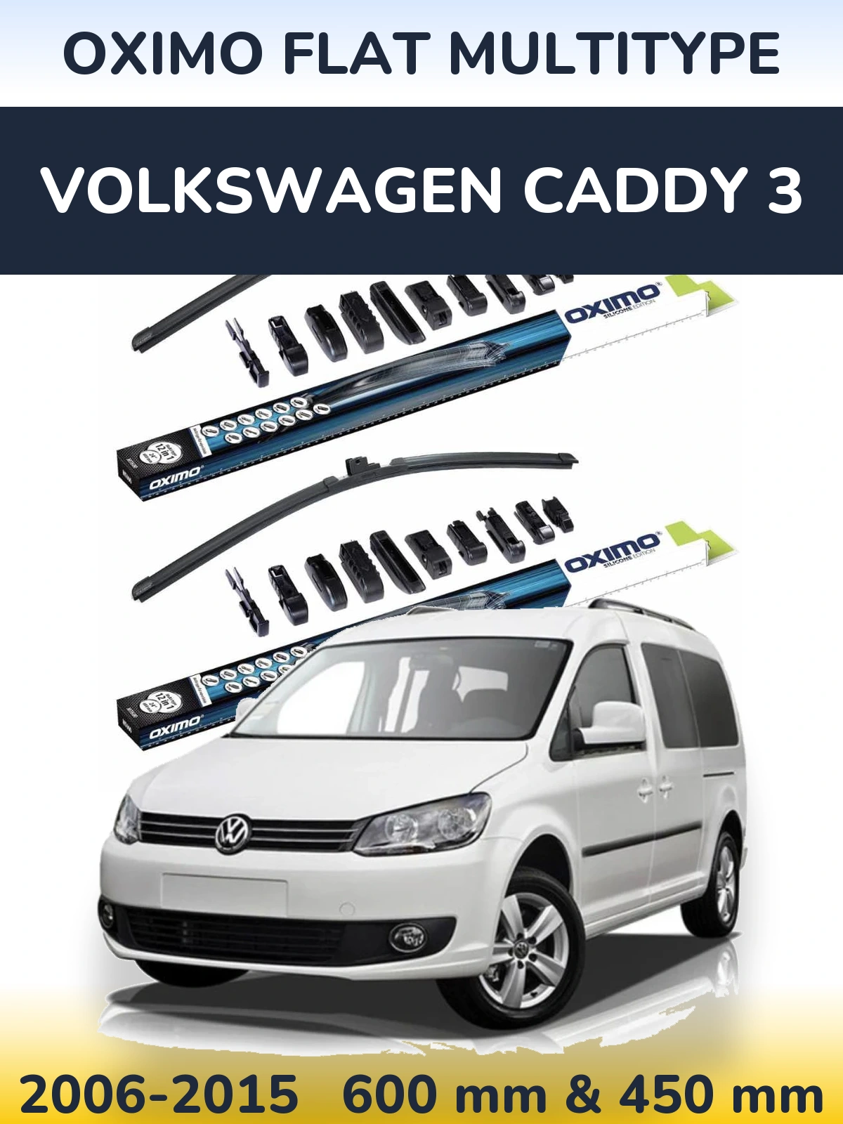 Komplet przednich wycieraczek Oximo Flat MultiType 600 & 450 mm do Volkswagen Caddy 3 2006-2015