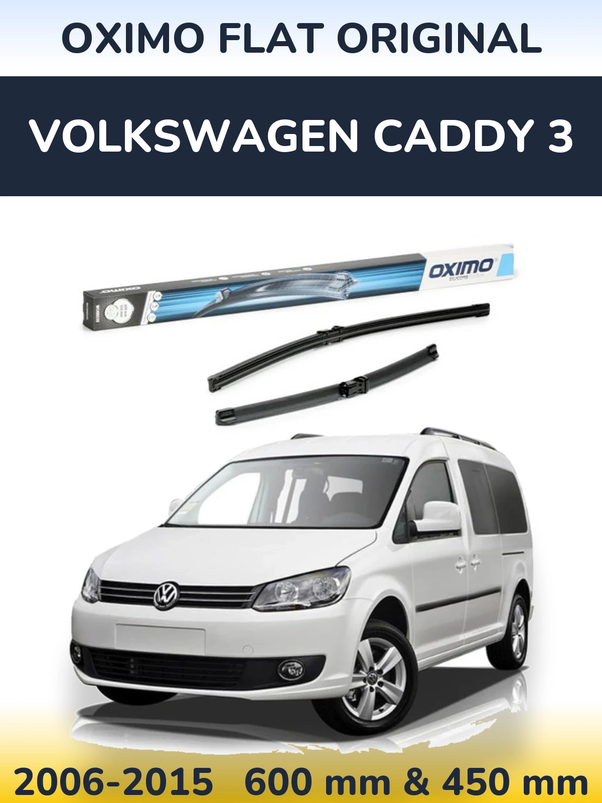 Комплект передних дворников Oximo Flat Original 600 & 450 мм для Volkswagen Caddy 3 2006-2015