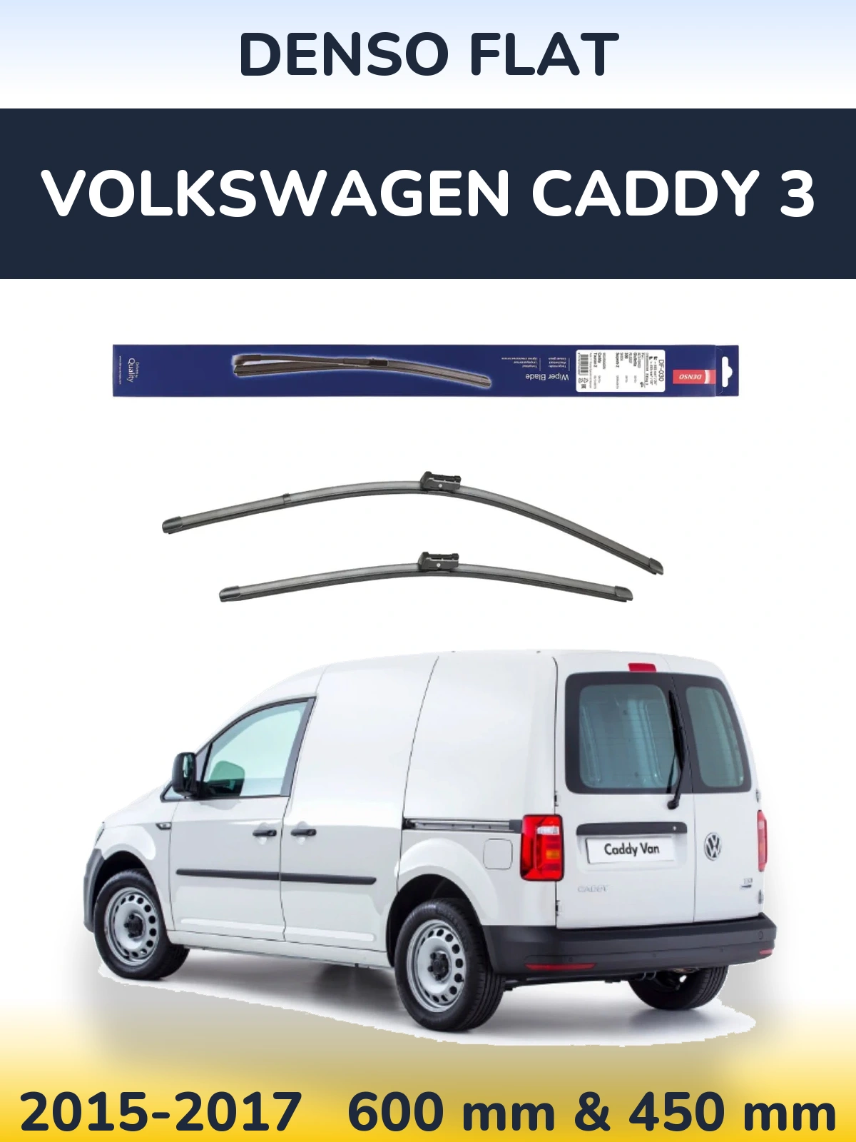 Комплект передних дворников Denso Flat 600 & 450 мм для Volkswagen Caddy 3 2015-2017
