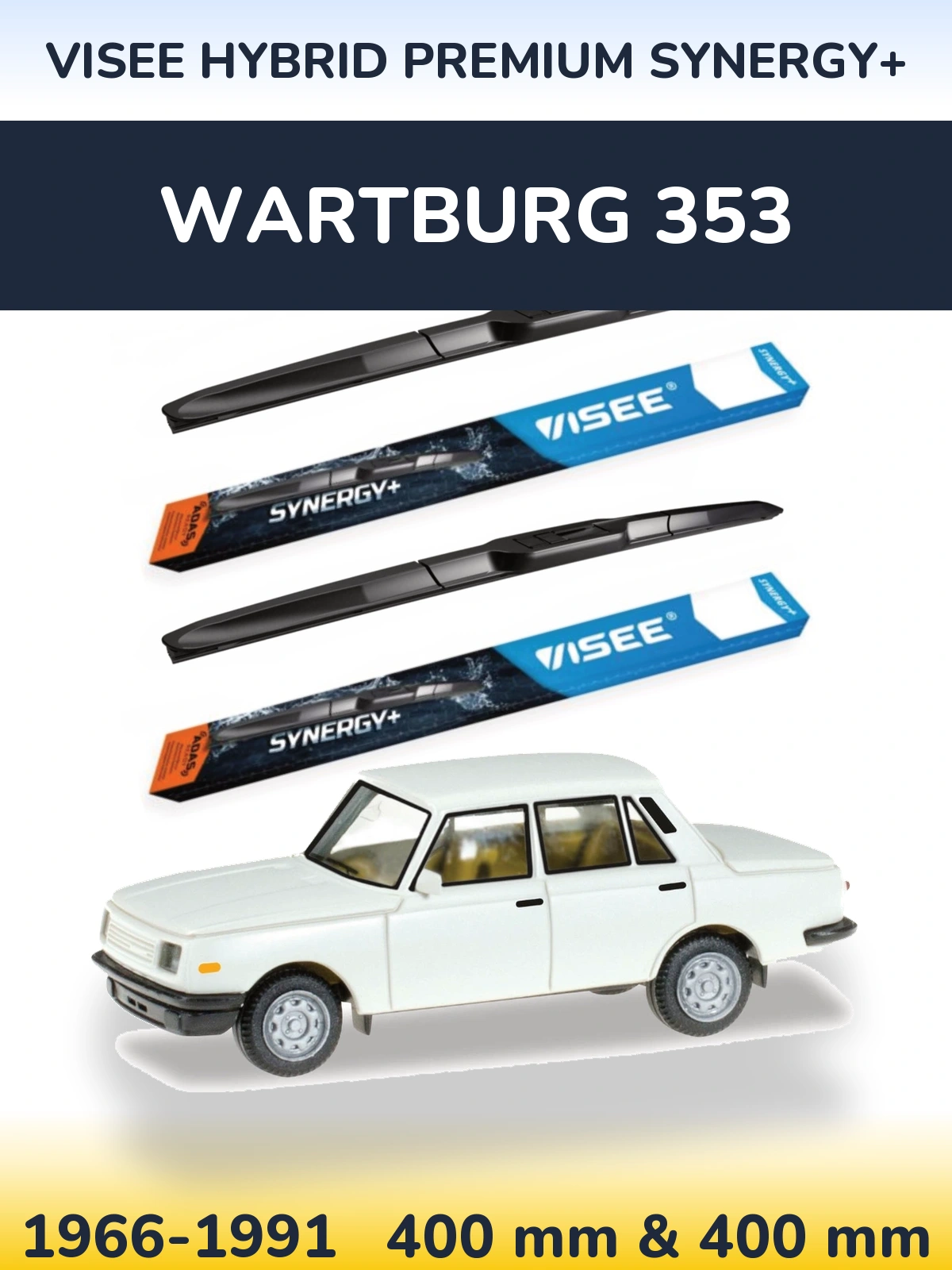 Комплект передних дворников VISEE HYBRID PREMIUM SYNERGY+ 400 & 400 мм для Wartburg 353 1966-1991