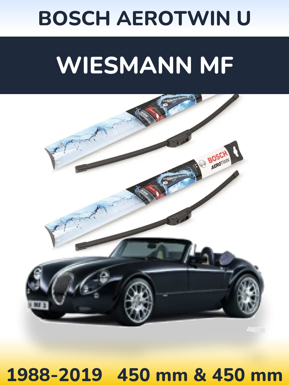 Komplet przednich wycieraczek BOSCH AeroTwin U 450 & 450 mm do Wiesmann MF 1988-2019