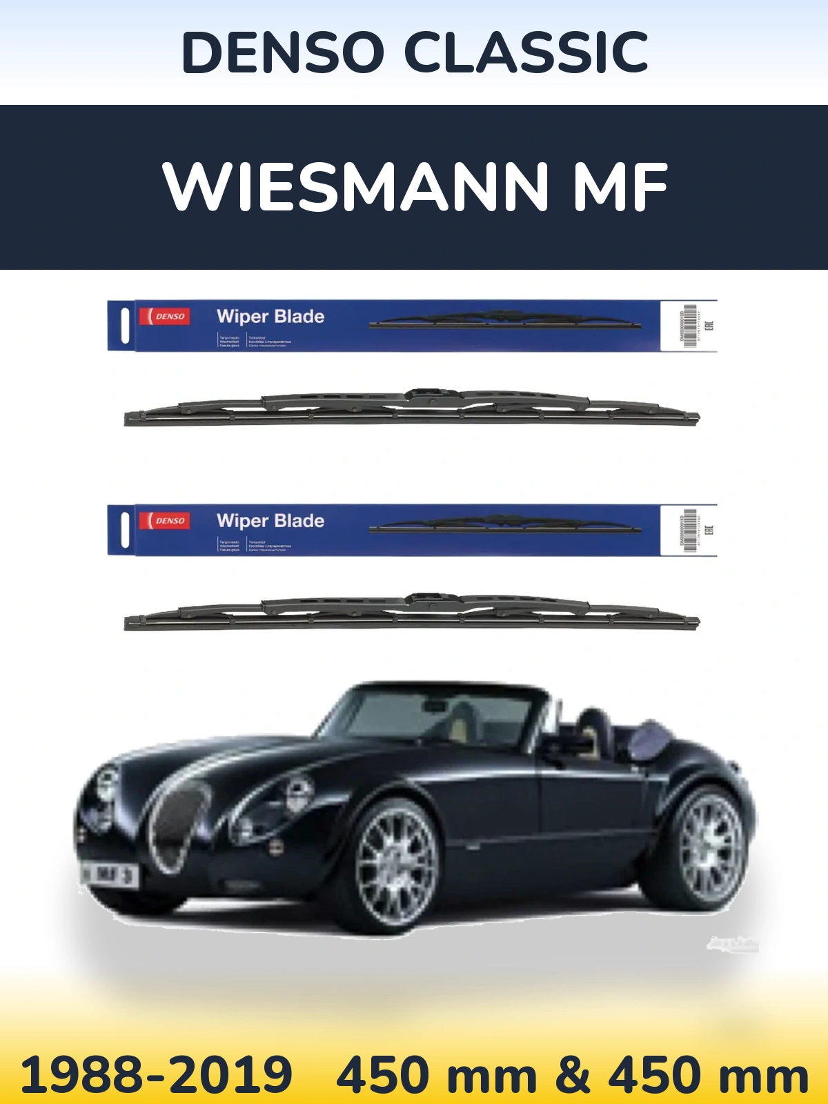 Komplet przednich wycieraczek Denso Classic 450 & 450 mm do Wiesmann MF 1988-2019