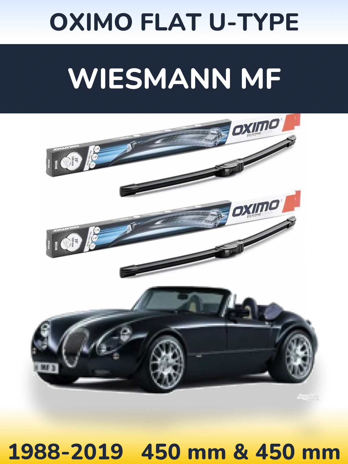 Комплект передних дворников Oximo Flat U-type 450 & 450 мм для Wiesmann MF 1988-2019