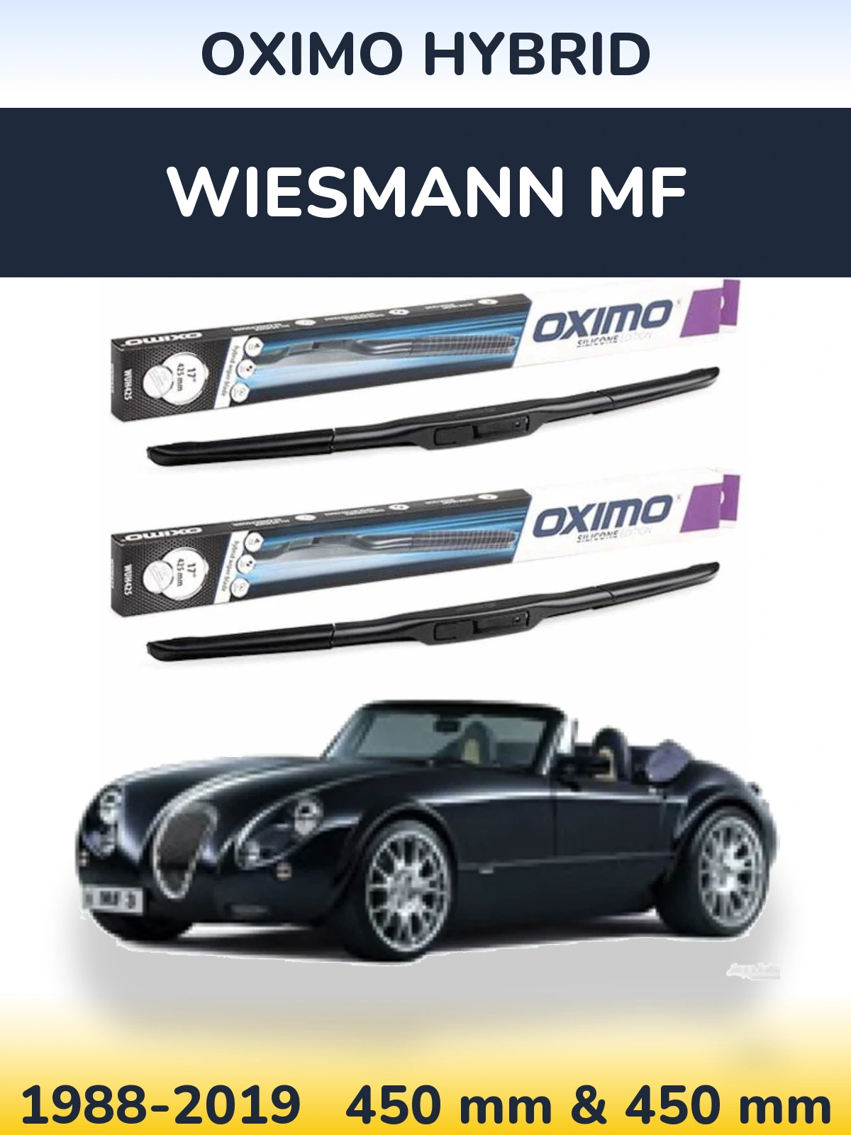 Комплект передних дворников Oximo Hybrid 450 & 450 мм для Wiesmann MF 1988-2019