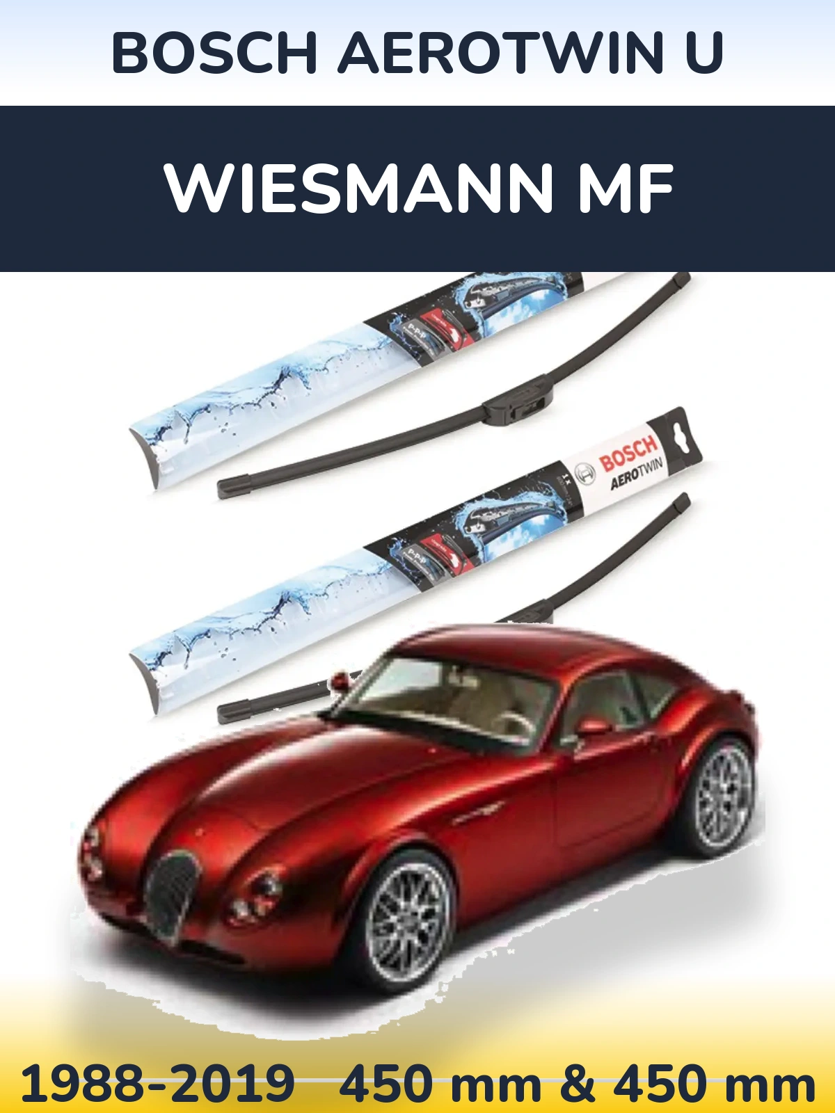 Komplet przednich wycieraczek BOSCH AeroTwin U 450 & 450 mm do Wiesmann MF 1988-2019