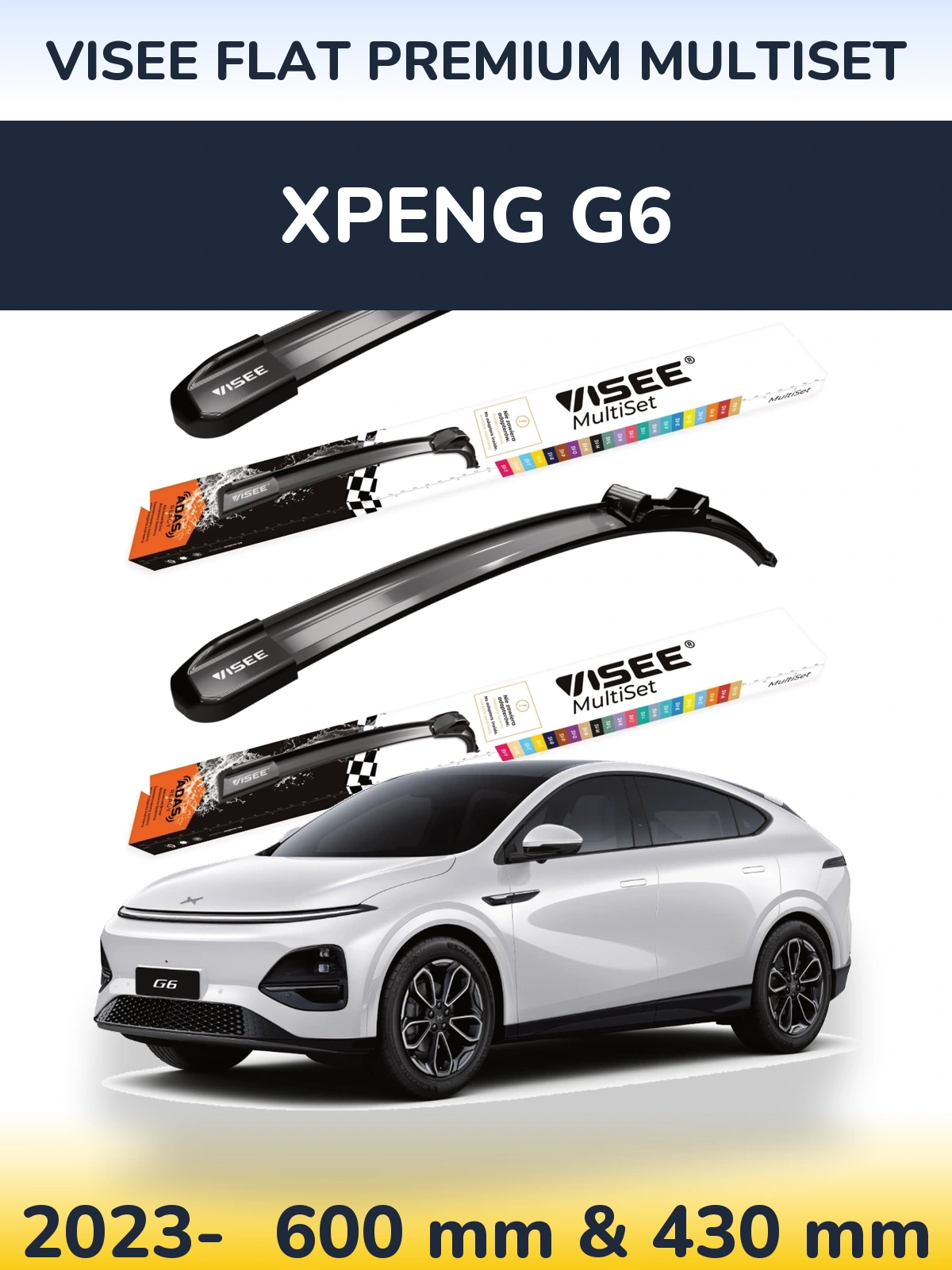 Komplet przednich wycieraczek VISEE FLAT PREMIUM MultiSet 600 & 430 mm do XPENG G6 2023-2026
