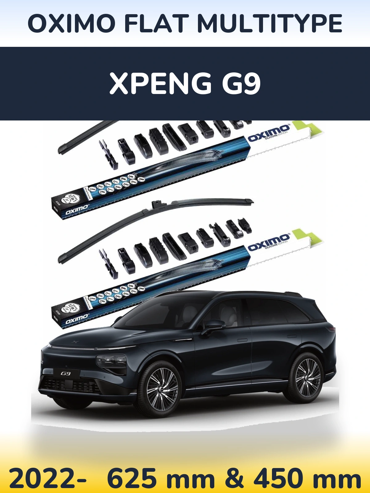 Front wiper blade set Oximo Flat MultiTypee 600 & 450 mm for XPENG G9 2022-2026