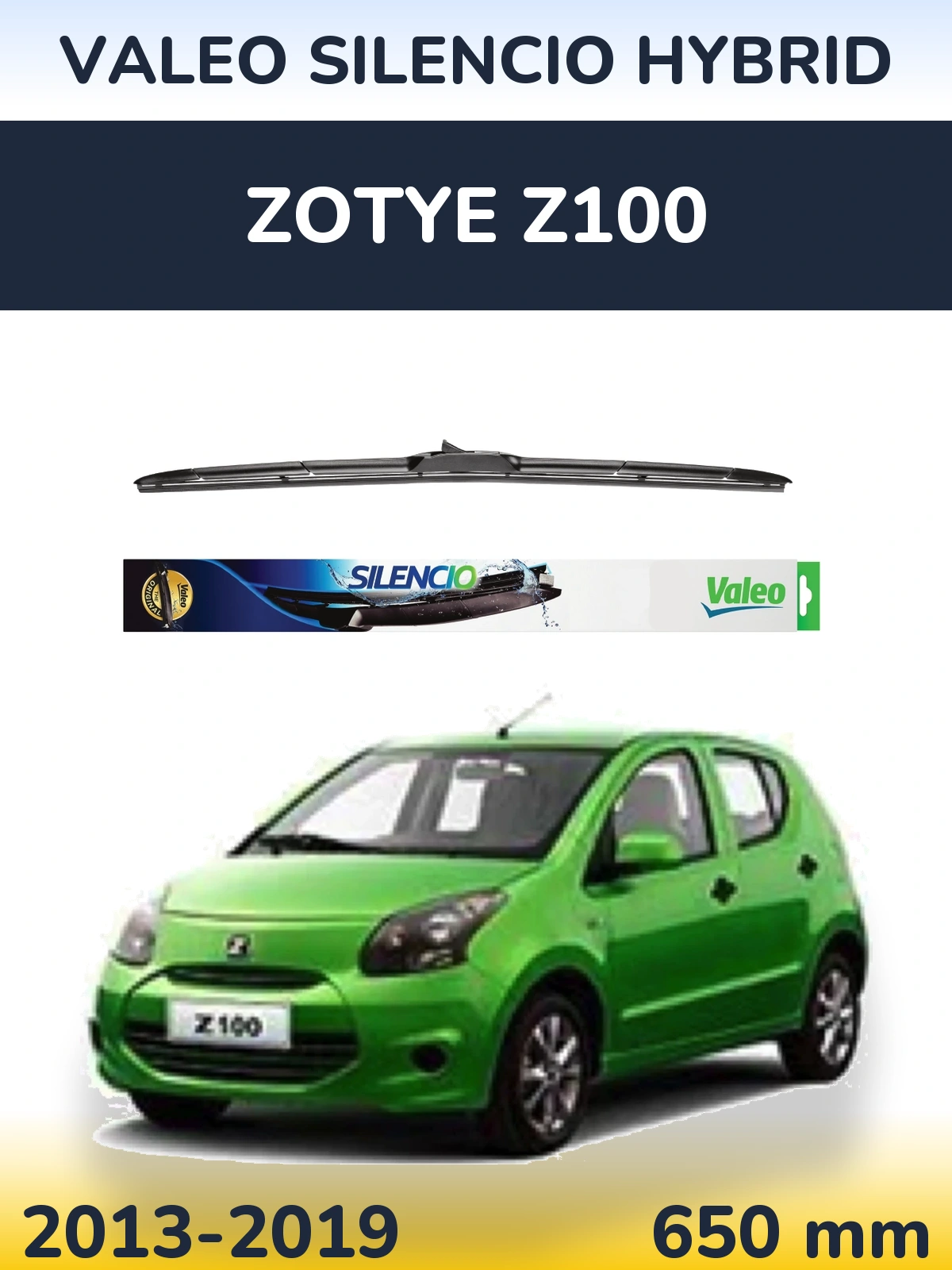 Передний дворник Valeo Silencio Hybrid 650 мм для Zotye Z100 2013-2019