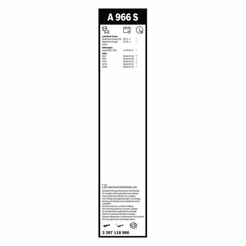 Komplet przednich wycieraczek BOSCH AeroTwin 600 & 530 mm do Volvo S60 1 2004-2009