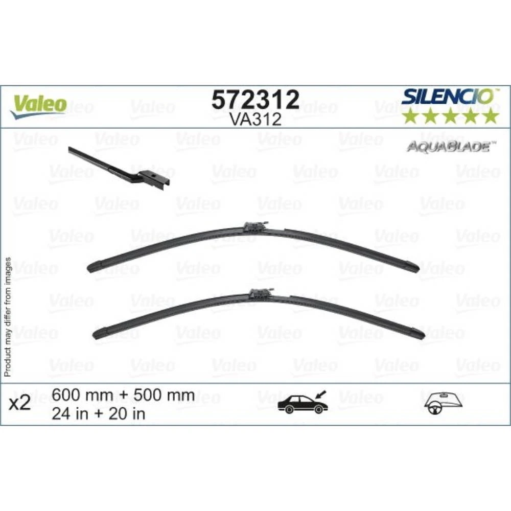 Komplet przednich wycieraczek Valeo Aqua Blade 600 & 500 mm do Volvo V60 2 2018-2026