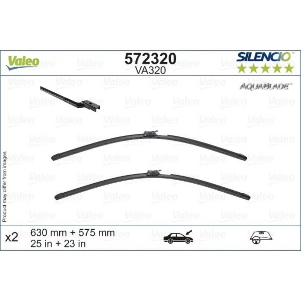 Komplet przednich wycieraczek Valeo Aqua Blade 630 & 580 mm do Mercedes S-Klasse 2013-2020