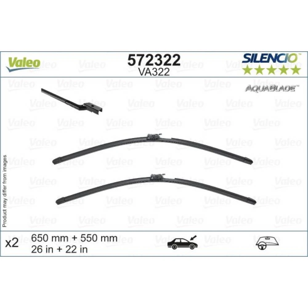 Komplet przednich wycieraczek Valeo Aqua Blade 650 & 550 mm do Mercedes SL-Klasse 2012-2022