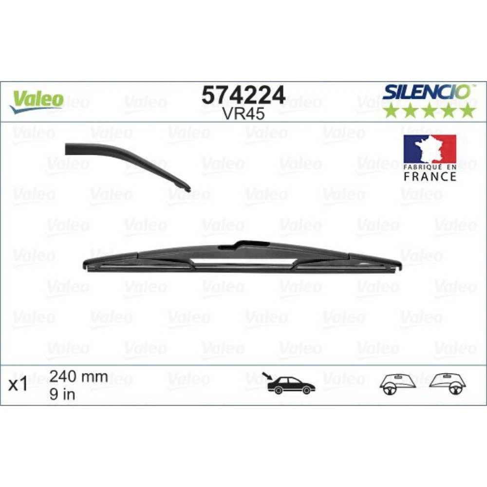 Rear wiper blade Valeo Silencio Rear 240 mm for MINI One 2006-2012