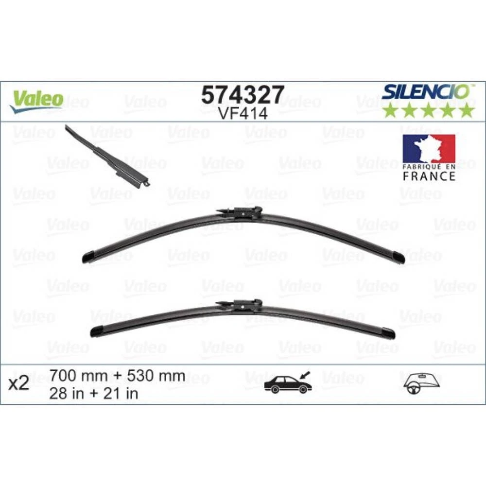 Komplet przednich wycieraczek Valeo Silencio Flat 700 & 530 mm do Mercedes Klasa ML 2011-2011