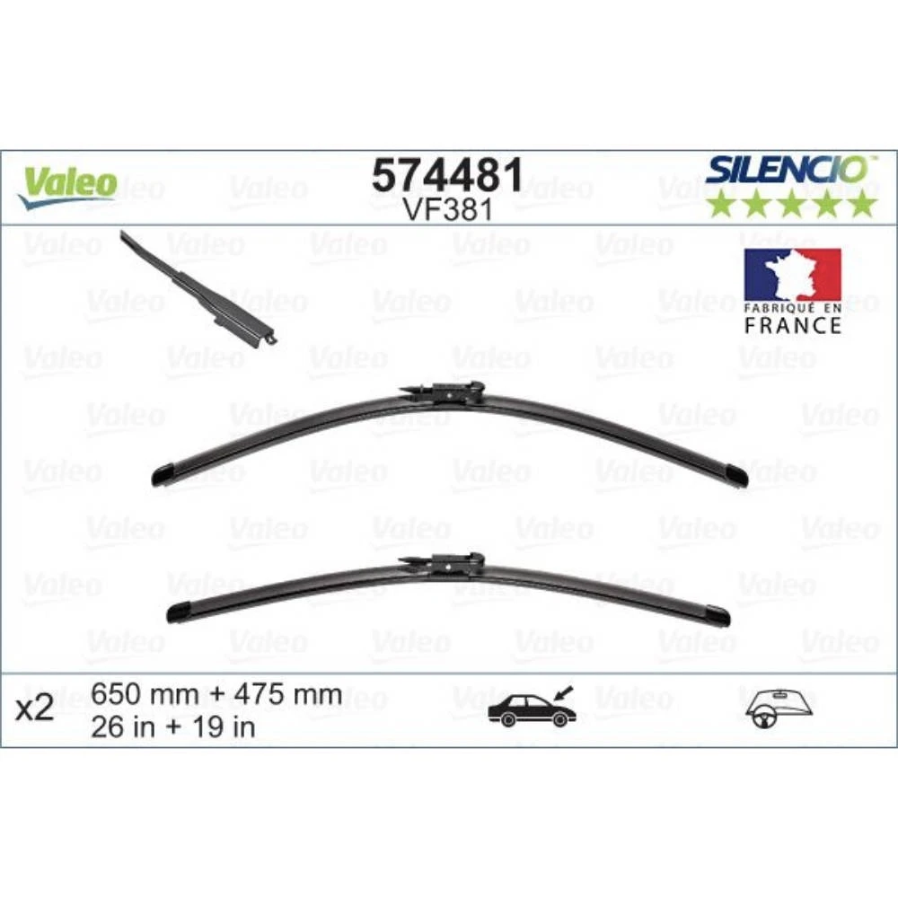 Komplet przednich wycieraczek Valeo Silencio Flat 650 & 475 mm do Mercedes Klasa B 2011-2015