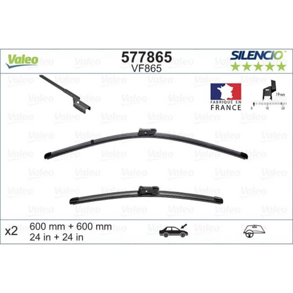 Komplet przednich wycieraczek Valeo Silencio Flat 600 & 600 mm do Toyota Tundra 3 2021-2026