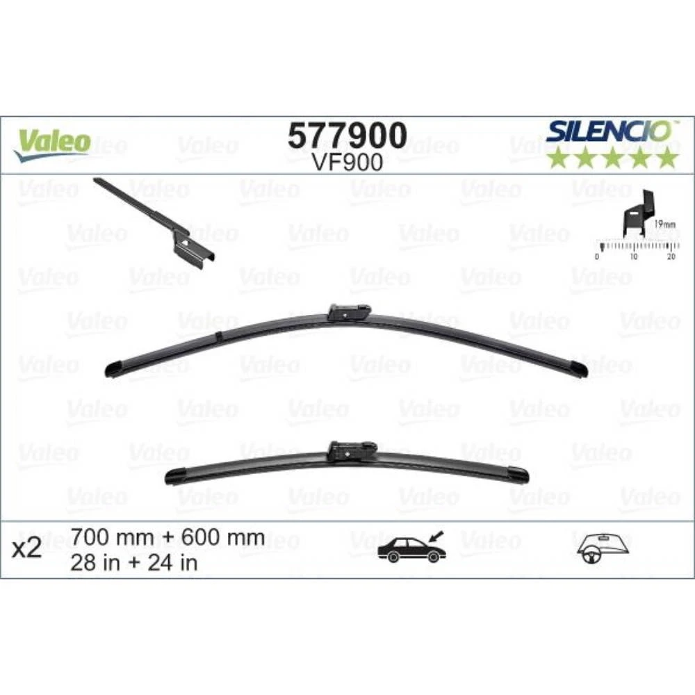 Komplet przednich wycieraczek Valeo Silencio Flat 700 & 600 mm do Buick Verano 2016-2026