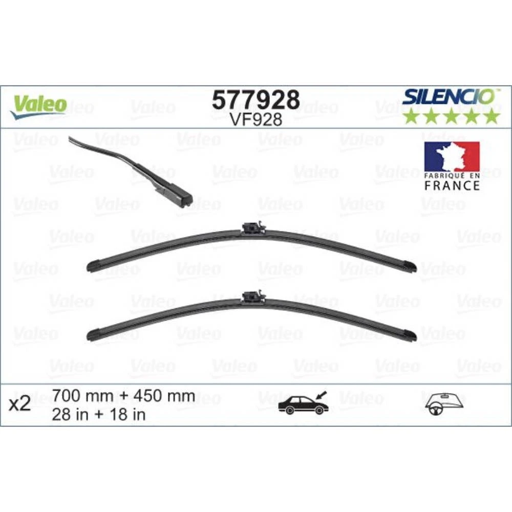 Komplet przednich wycieraczek Valeo Silencio Flat 700 & 450 mm do Mercedes Vito 2014-2026