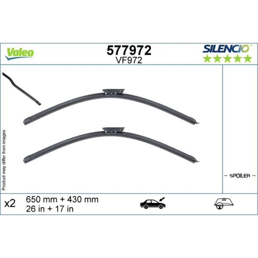 Komplet przednich wycieraczek Valeo Silencio Flat 650 & 430 mm do Citroen C4 Cactus 2014-2018