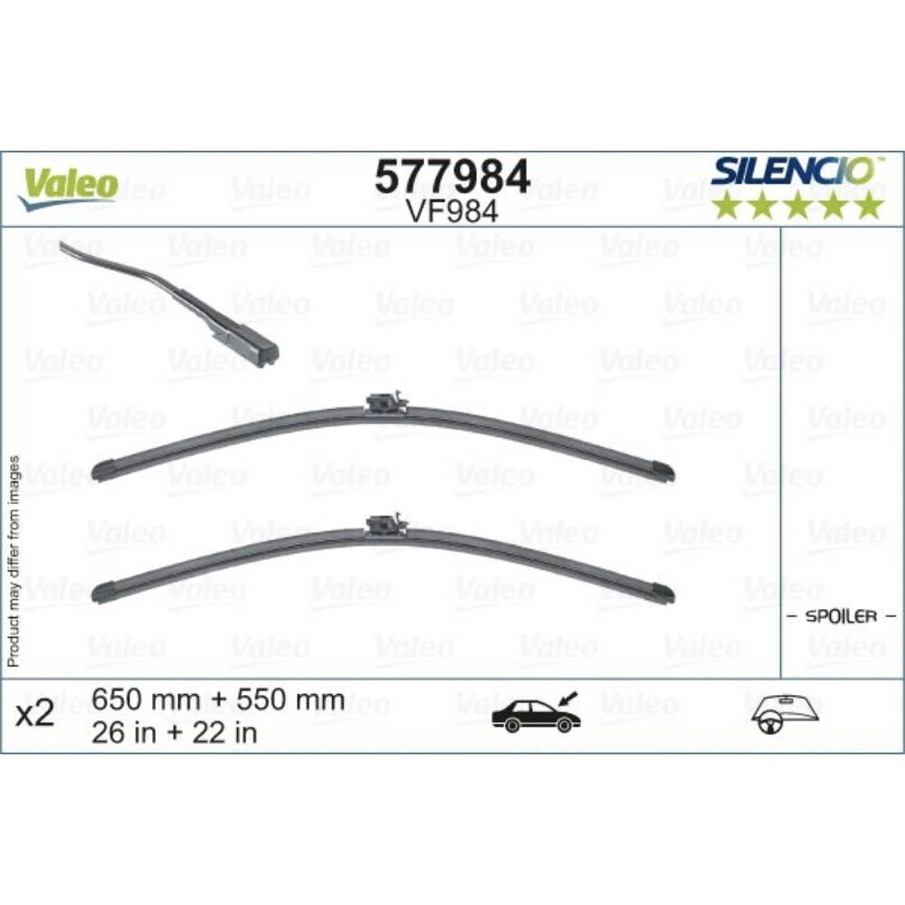 Komplet przednich wycieraczek Valeo Silencio Flat 650 & 550 mm do Maybach Klasa S 2020-2026