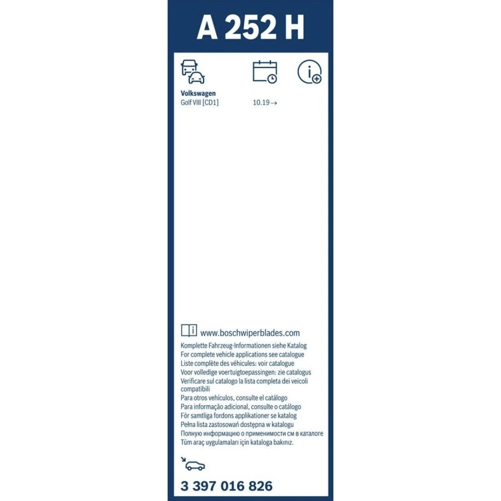 Tylna wycieraczka BOSCH Rear 250 mm do Volkswagen Golf 8 2019-2026