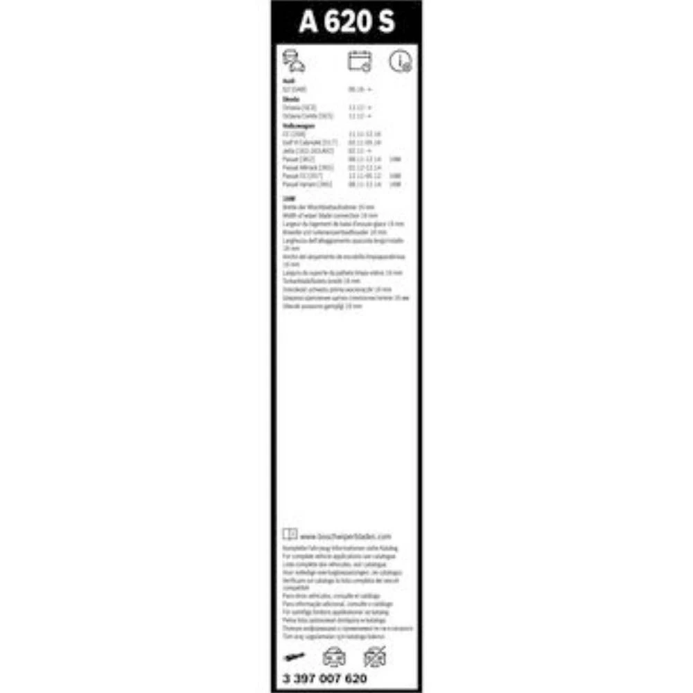 Komplet przednich wycieraczek BOSCH AeroTwin 600 & 475 mm do Volkswagen Passat USA 2011-2019