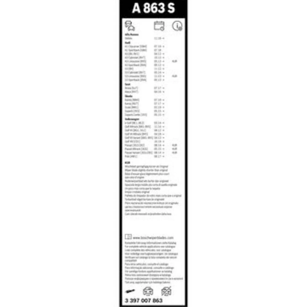 Komplet przednich wycieraczek BOSCH AeroTwin 650 & 450 mm do Volkswagen Golf 8 2019-2026