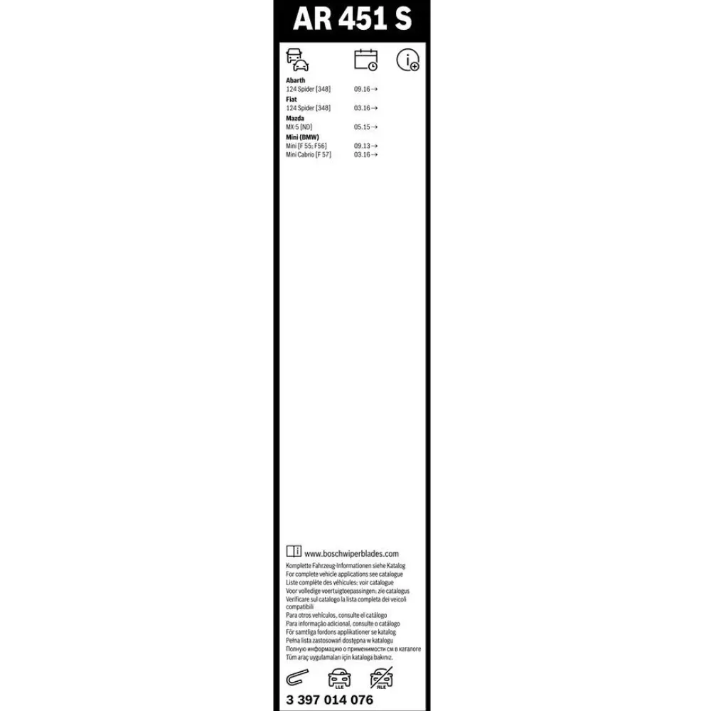 Комплект передних дворников BOSCH AeroTwin 450 & 475 мм для MINI One 2013-2021