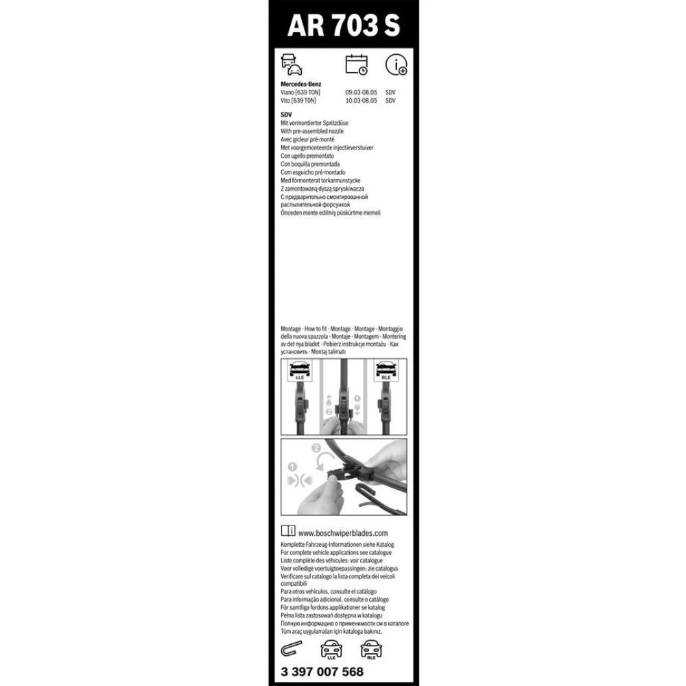 Komplet przednich wycieraczek BOSCH AeroTwin 700 & 650 mm do Mercedes Vito 2003-2005