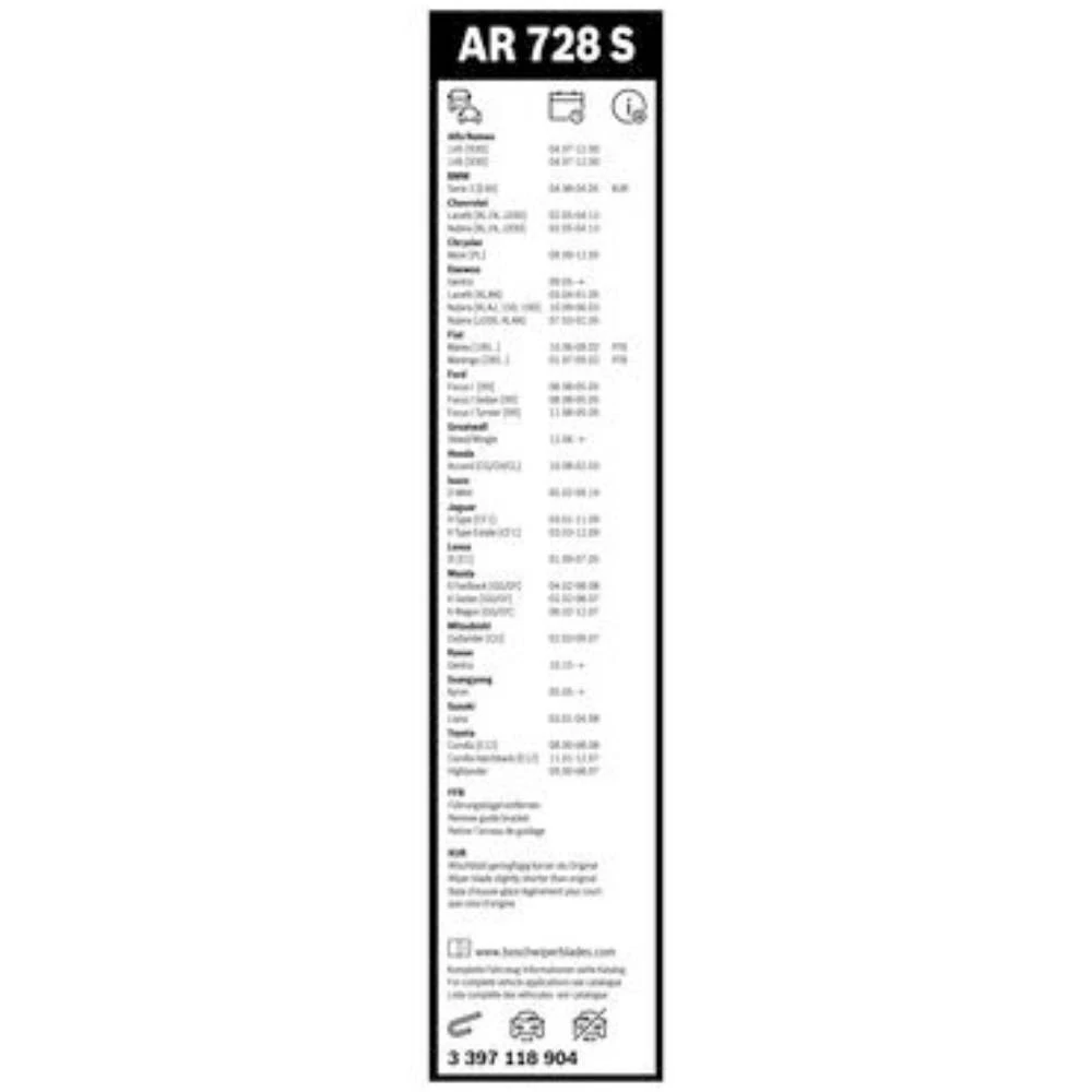 Komplet przednich wycieraczek BOSCH AeroTwin 550 & 475 mm do Ford Focus USA 2007-2011