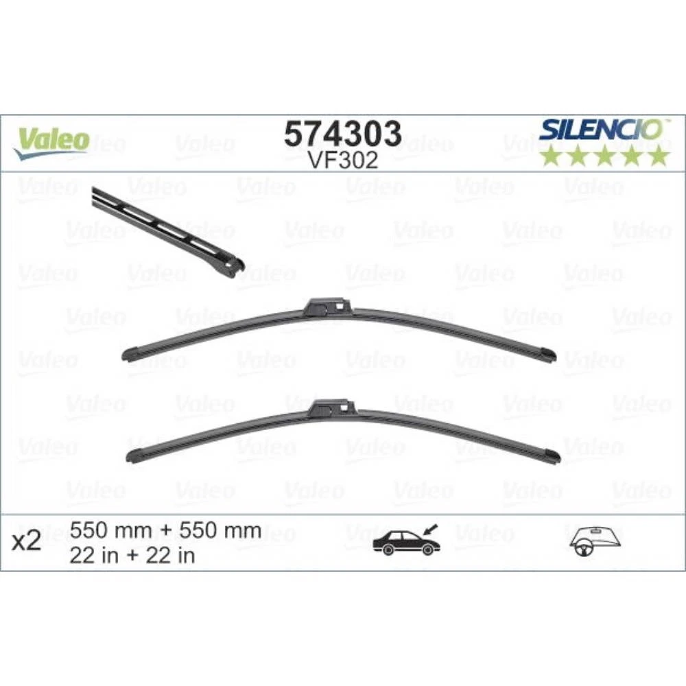 Komplet przednich wycieraczek Valeo Silencio Flat 550 & 550 mm do Audi A4 Avant 2003-2008