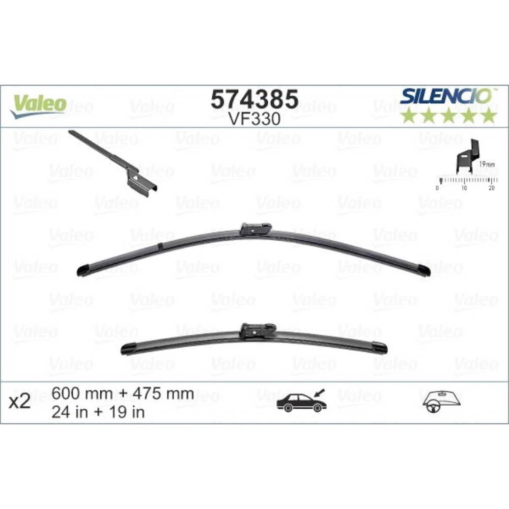 Комплект передних дворников Valeo Silencio Flat 600 & 475 мм для Li Xiang L8 2022-2026