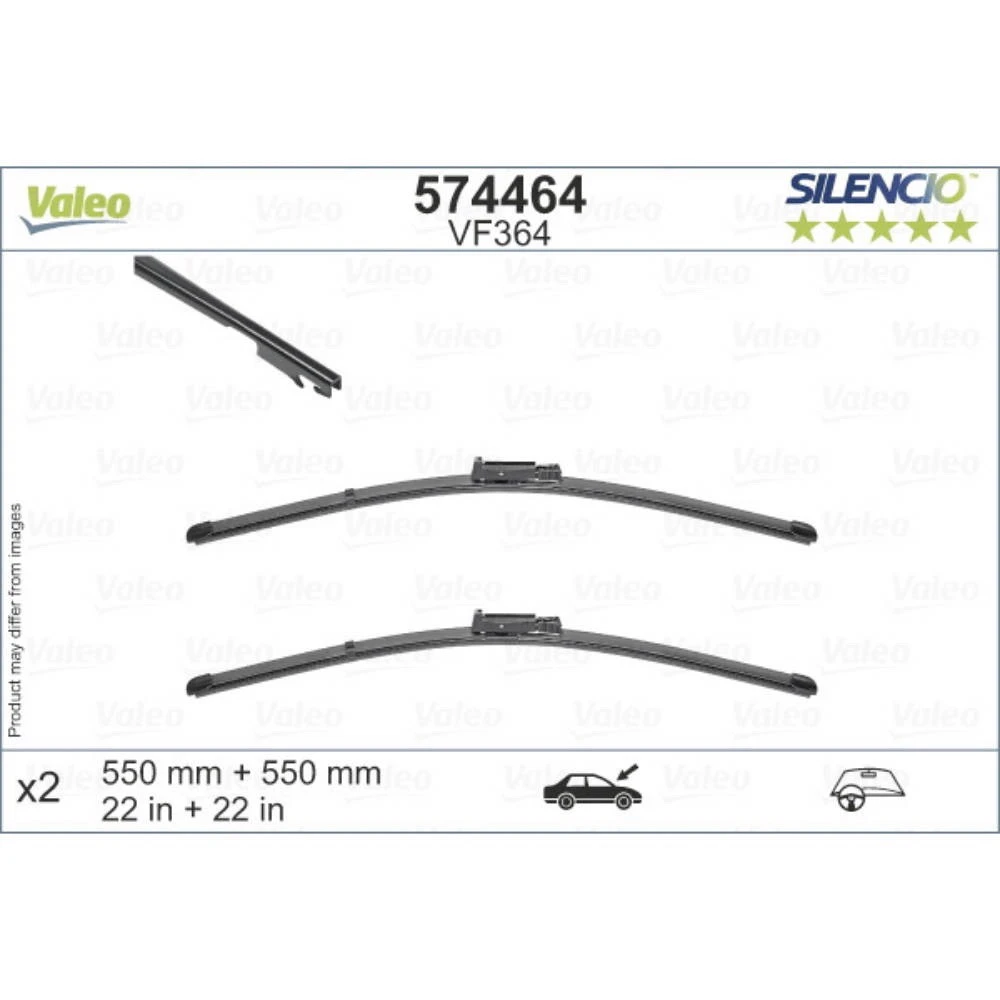 Komplet przednich wycieraczek Valeo Silencio Flat 550 & 550 mm do Audi A6 Avant 2005-2011
