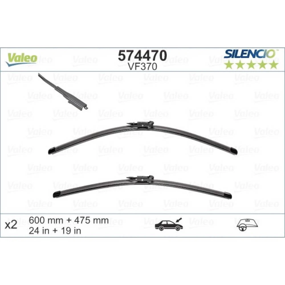 Komplet przednich wycieraczek Valeo Silencio Flat 600 & 475 mm do BMW Seria 3 Touring 2009-2012