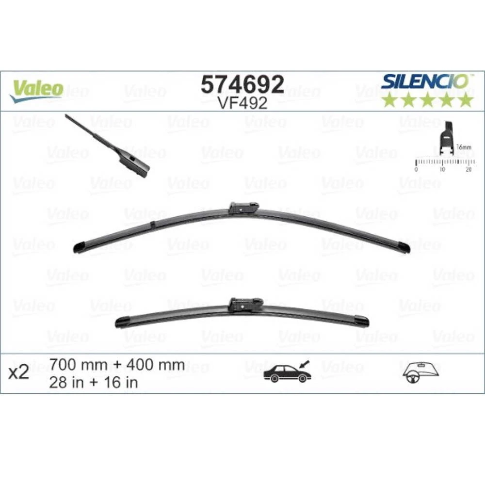 Komplet przednich wycieraczek Valeo Silencio Flat 700 & 400 mm do Volkswagen Caddy 4 2020-2026