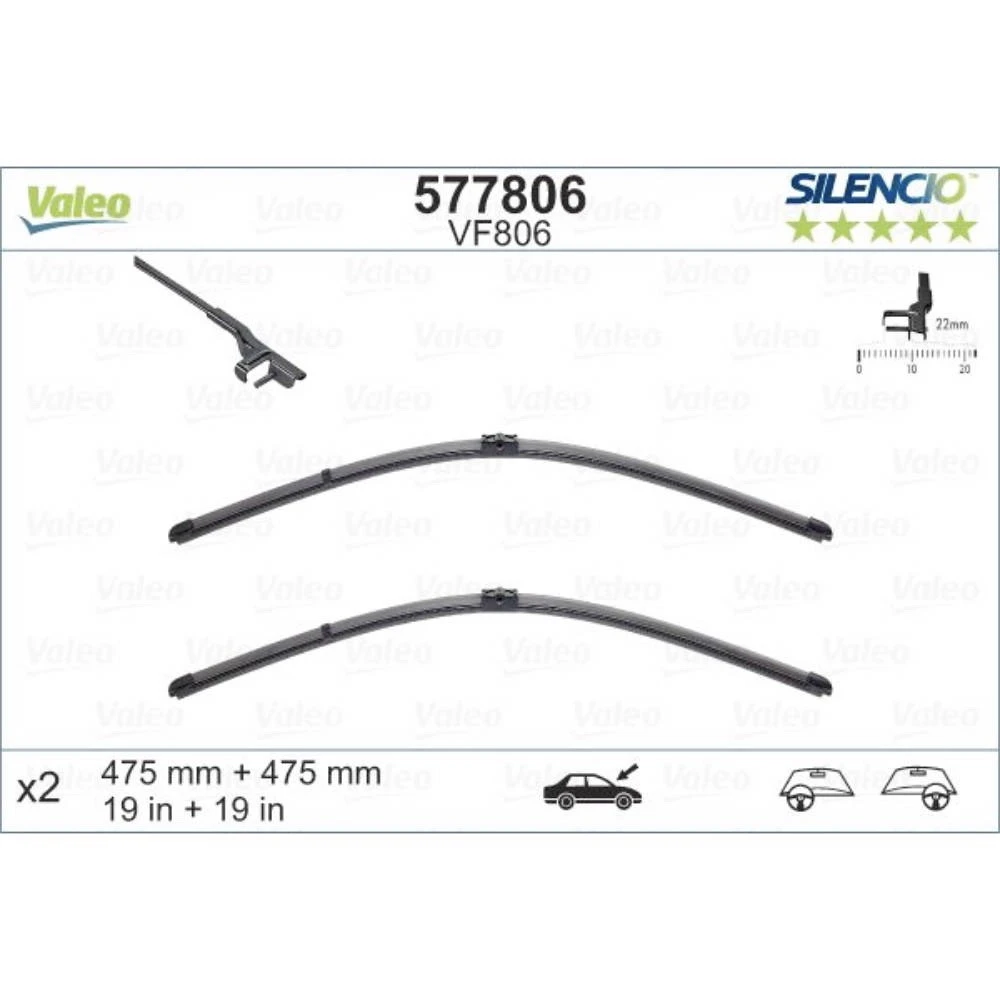 Wiper blades Valeo Silencio Flat for Volkswagen Lupo