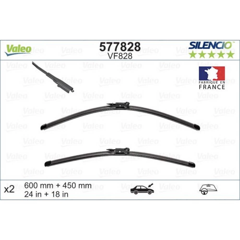 Komplet przednich wycieraczek Valeo Silencio Flat 600 & 450 mm do Jaguar XF Sportbrake 2012-2017