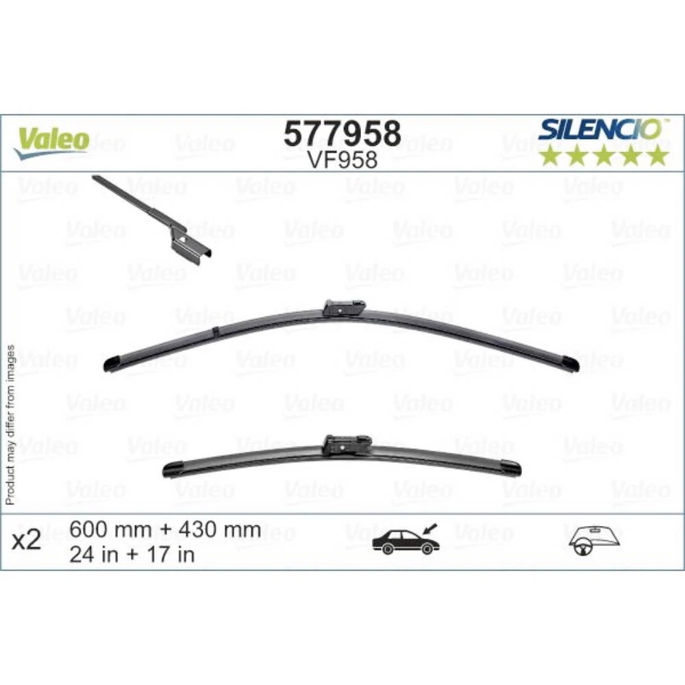 Комплект передних дворников Valeo Silencio Flat 600 & 430 мм для MG HS eHS 2024-2026