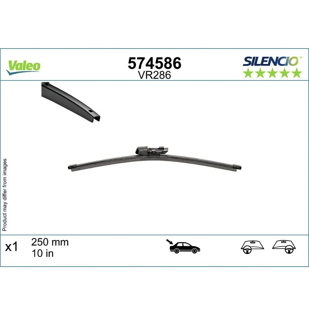 Rear wiper blade Valeo Silencio Rear 250 mm for Volkswagen Golf 8 2019-2026